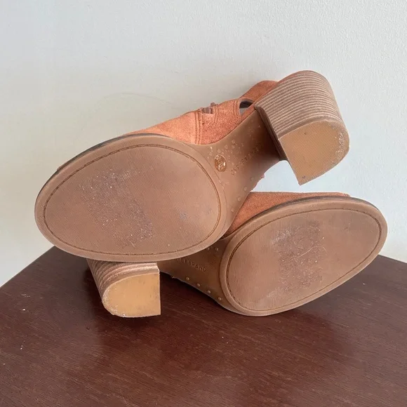 Lucky Brand Women's Embroidered leather Peep-Toe Booties Sz 8 - Picture 6 of 8